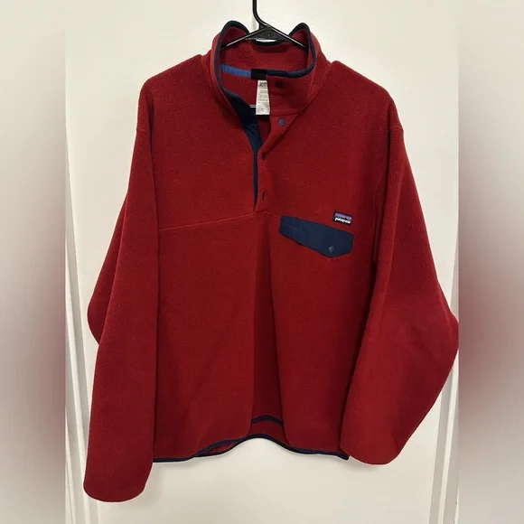 Patagonia Synchilla Snap-T Pullover Red & Navy Fleece Medium (M) - Picture 1 of 6